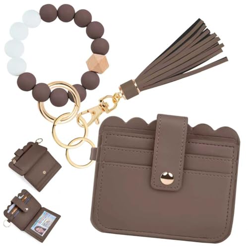 Image of Wristlet Wallet for Women with Keychain - RFID Card Holder Small Wallet Wristlet with Key Ring