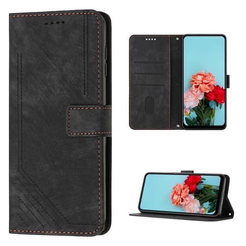 Phone Cover Compatible with Samsung Galaxy J3 (2016) J320,Compatible with Samsung Galaxy J3 (2015) J310 Phone Case Magnetic Button Card Slot PU Leather Black