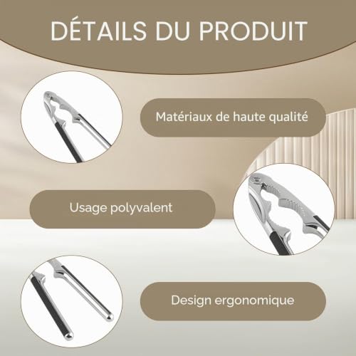 Nairv-Furn Casse-Noisette Métal, Casse-Noisette en Acier Inoxydable vec Poignée Antidérapante Craqueleur de Noix et Fruits de Mer Pince Noyer idéal pour Amandes Noix de Pécan Pistaches Amandes Outil – vue 3