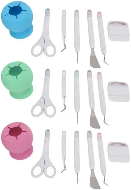6Pcs DIY Craft Tools Easy Operation Crafting Tools with Silicone Storage Box for Paper Cutting Engraving Scrapbook - (Color: Pink)
