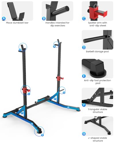 Image of Uboway Bench Press Rack, Adjustable Squat Rack for Home Gym, Barbell Rack
