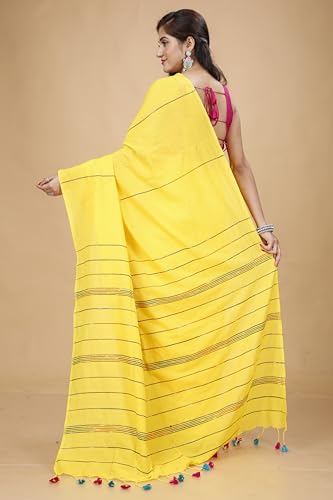 Image of Women's Traditional Bengal Handloom Soft Cotton Khesh Saree
