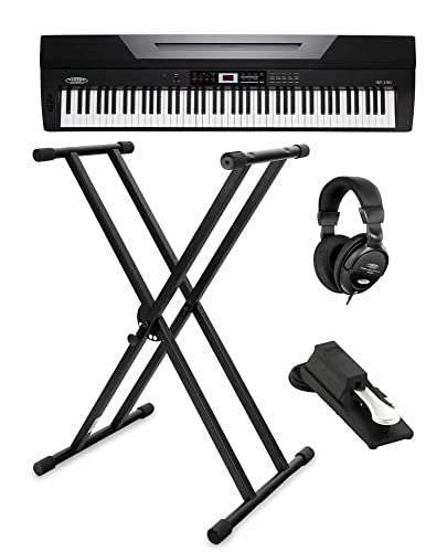 Classic Cantabile SP-150 BK piano de scène noir SET y compris le trépied, le casque et la pédale - Les Beatles, Paul McCartney, John Lennon, RIngo Starr, George Harrison Classic Cantabile SP-150 BK piano de scène noir SET y compris le trépied, le casque et la pédale