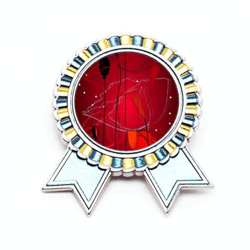 Broche fleur rouge peinture de maïs taille M bijou fantaisie métal