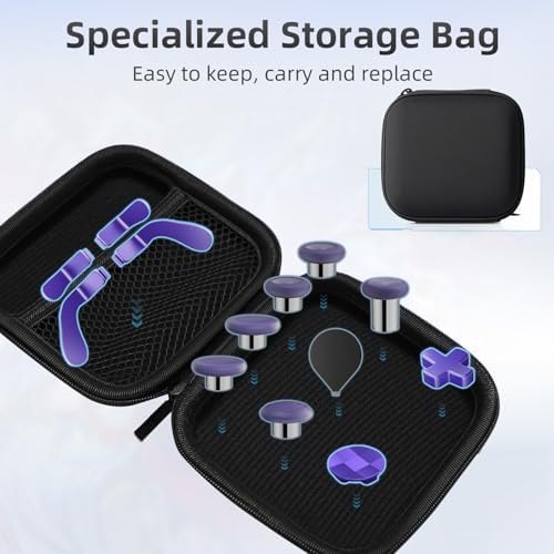 Accessories for Xbox Elite 2 Controller, TanReginal 13 in 1 Metal Thumbsticks Replacement Accessory Kit for Xbox Elite Series 2 Controller Core, 6 Swap Joysticks, 4 Paddles, 2 D-Pads, 1 Tool(Purple) [xbox_one]