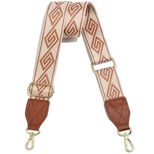 Image of Purse Strap,1.5 inch Leather End Shoulder Strap Adjustable Replacement,Retro Multi-Pattern Crossbody Bag Straps