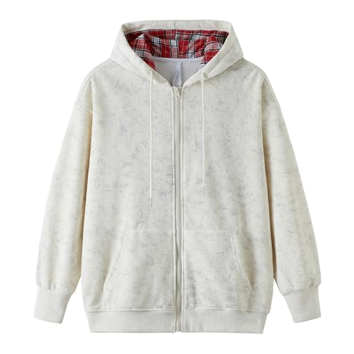 GURUNVANI Oversized Mens Vintage Zip Up Hoodies Tie Dye Patchwork Streetwear Sweatshirt