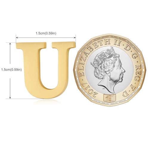 Image of HONEY BEAR Mens Womens Initial Alphabet Letter Lapel Pins Collar Badge Brooches for Business Wedding Graduation Gift Matte Gold 0.59 inches