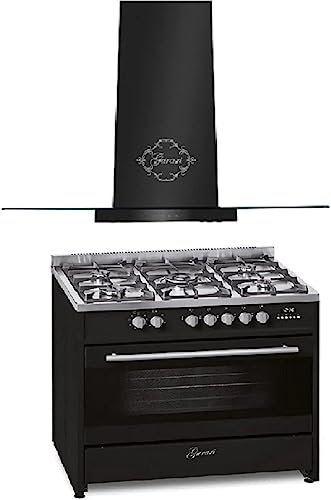 GURARI Gas Elektro Standherd GCH E 911 BL + GCH 465 90 BL Prime, 90 cm/Range Coocker / 121L / 8 Funktionen/Erdgas/Propangas+ Dunstabzugshaube 90 cm 1000m³/h