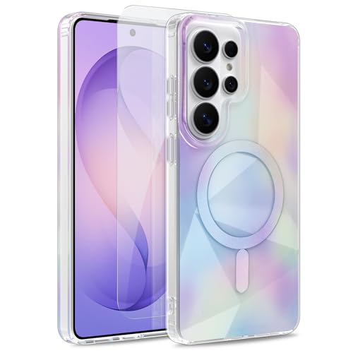 Image of Magnetic Case for Samsung Galaxy S26 Ultra [Compatible with Magsafe] [Anti-Yellowing] [1 Screen Protector] Shockproof Slim Iridescent Sparkly Case for Galaxy S26 Ultra 6.9 inch, Purple