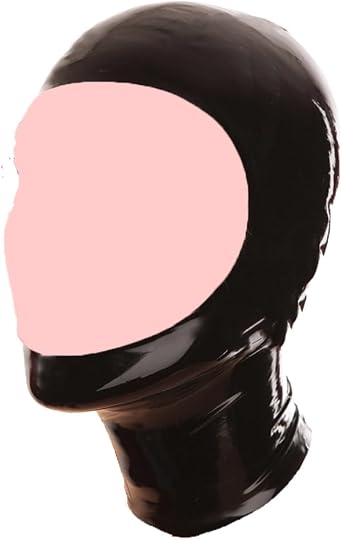 EXLATEX Latex Hood Mask Costume Catsuits with Open Face Zipped Latex Mask
