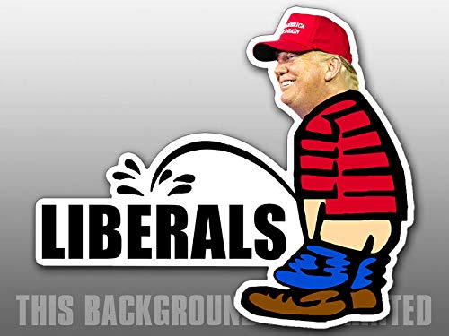 MAGNET 3x5 inch Trump Pissing LIBERALS Shaped Sticker - funny peeing political pro Magnetic vinyl bumper sticker sticks to any metal fridge car signs