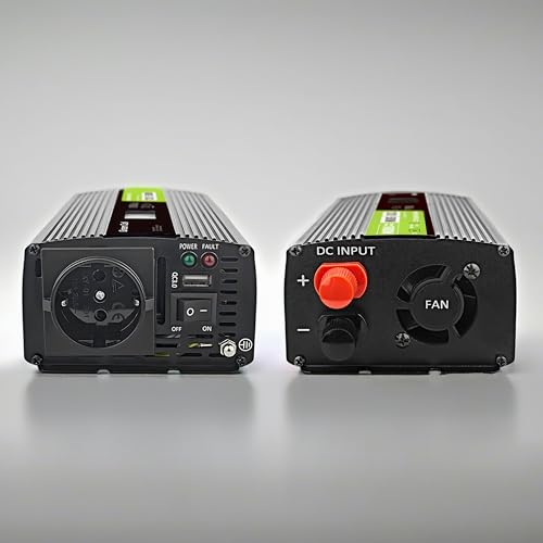 Green Cell Przetwornica napięcia LCD 500 W/1000 W 12 V do 230 V Czysty konwerter napięcia sinusoidalnego PowerInverter DC AC Karawana przetwornica napięcia sinusoidalnego
