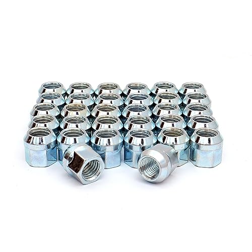 Image of HICKS M14x2.0 Zinc Finish Open-end Acorn Bulge Lug Nuts Set 19mm (3 /4 inch) Hex, 21mm (0.84 inch) Height, Set of 32