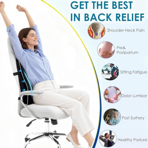 Image of Niceeday Lumbar Support Pillow for Office Chair Car Back Support Pillow, Memory Foam Gaming Chair Desk Chair Back Cushion for Lower Back Pain Relief, Ergonomic Back Rest,Office Home Essentials