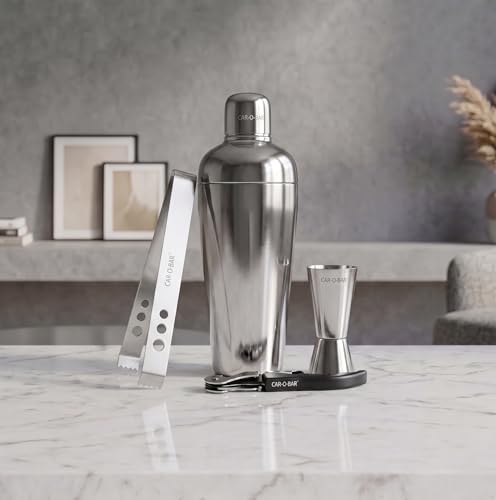 Image of Car-O-Bar Bar kit | Bar Set for Home - Bartender Kit :Cocktail Shaker, Jigger, Wine & Beer Bottle Opener, Ice Tong