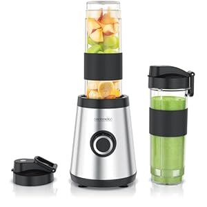 Arendo - Standmixer klein - 500 W – mini Smoothie Maker to Go - Mixer - zwei Becher – 500-570 ml – Klingen aus Edelstahl - 3 Modi – Behälter BPA-frei – für Säfte Smoothies Cocktails uvm