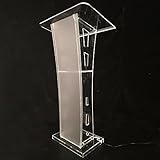 Clear Podium Lecterns Podiums Stand, Acrylic Podium Plexiglass Church Pulpit School Lectern Event Reception 23.62 * 15.75 * 43.3 in Curved Lectern Easy Assembly Required (Without Light)