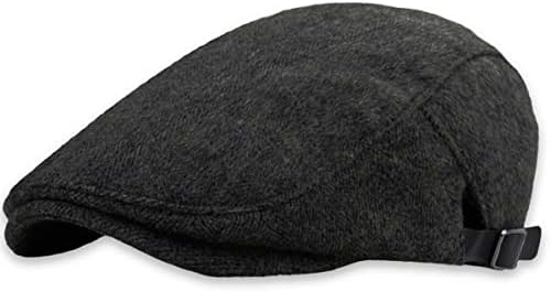 Soultopxin Mens Warm Hat Cotton Flat Cap Ivy Gatsby Newsboy Hunting Adjustable Hat (Black)