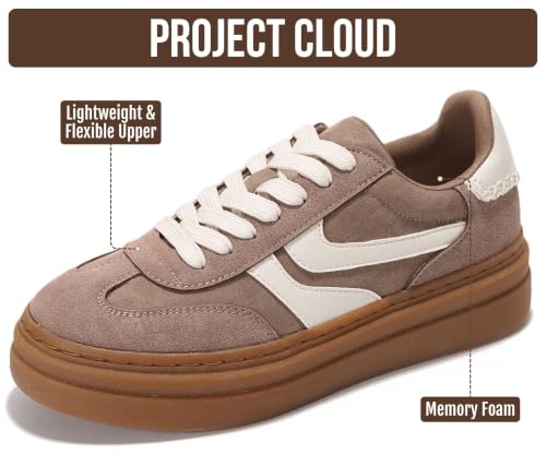 Image of Project Cloud Platform Sneakers for Women Footwear - Memory Foam Insole Womens Shoes, Lightweight and Non-Slip Sole Lace Up Fashion Sneakers for Women 2026 (Volley)