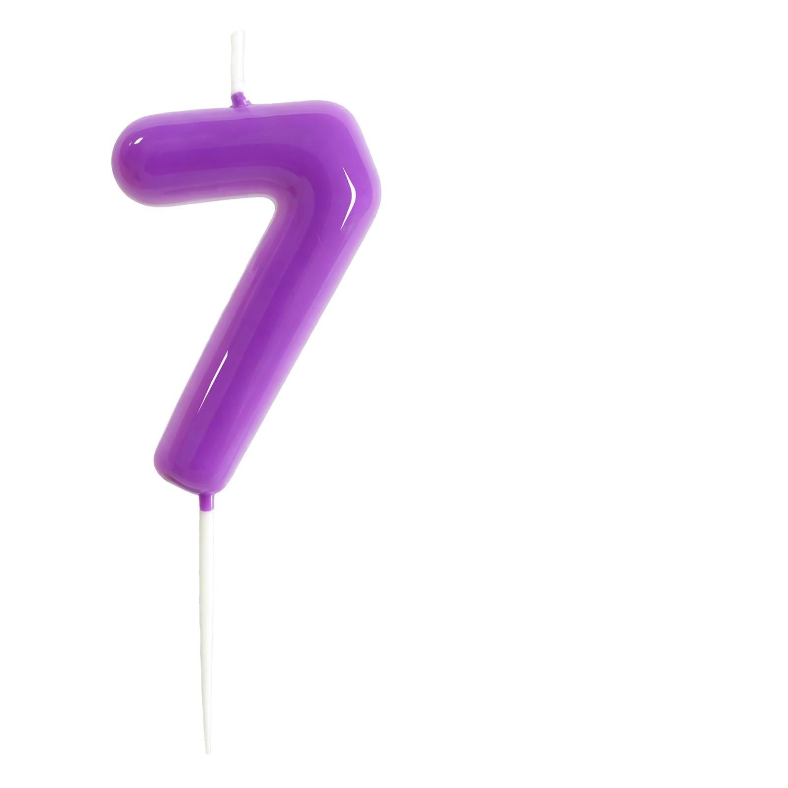 Purple Birthday Number 7 Candles Happy Birthday Cake Topper Number Candles for Birthday Party Decorations Wedding Anniversary Celebration Party Supplies