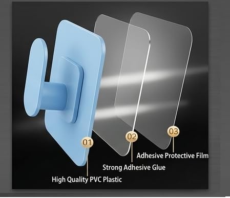 Image of ELMVIA Self Adhesive Hooks /Wall Hangings Hook /Waterproof Hooks for Wall Without Drilling Heavy Duty Bathroom Kitchen Towel Wall Hooks for Hanging Strong Coat (4, Blue Nail Hook)