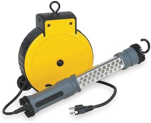 LumaPro 256-2567W LED Cord Reel Lighting unit with yellow reel and gray LED hand lamp