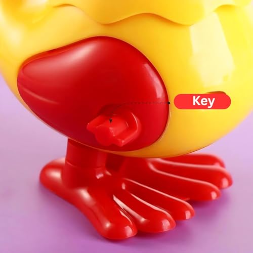 Image of Crackles Wind-Up Jumping Chicken Hen Toy | Key-Operated Crank Mini Hen For Babies | Spring Hopping Action |Crawling Walking Toy Set for Kids | Party Favor & Birthday Gift for Boys and Girls -Pack of 3