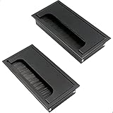 Pasacables de Escritorio Cubierta de Agujero de Mesa 2 Piezas de Aleación de Aluminio de 160 mm * 80 mm con Junta de Cepillo Para Muebles de Oficina, Mesa, Escritorio de la Computadora.