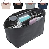 Doxo Purse Insert Organizer Compatible with Long Champ S Handbags & More, Super Lightweight Waterproof Longchamp Small Organizer Insert, Keeps Handbags Shaped&Neat(Black, S)