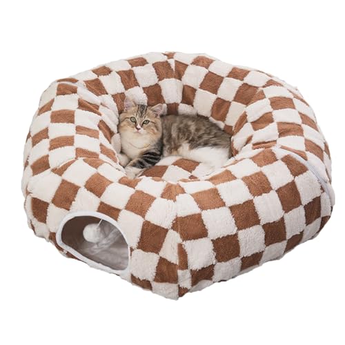 猫用 ケーブ ベッド - ペット用品 | かわいい 猫 ドーナツ おもちゃ トンネル,小型 動物 犬 ウサギ 室内 リビング バルコニー アパート 用