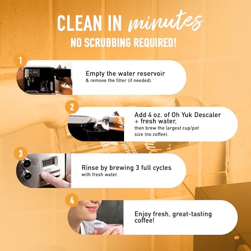 Image of Oh Yuk Coffee Machine Descaler - Cleaning and Descaling Solution Universally Compatible for All Brands and Machine Types: Breville, Delonghi, Nespresso, Keurig - 16 oz (1)
