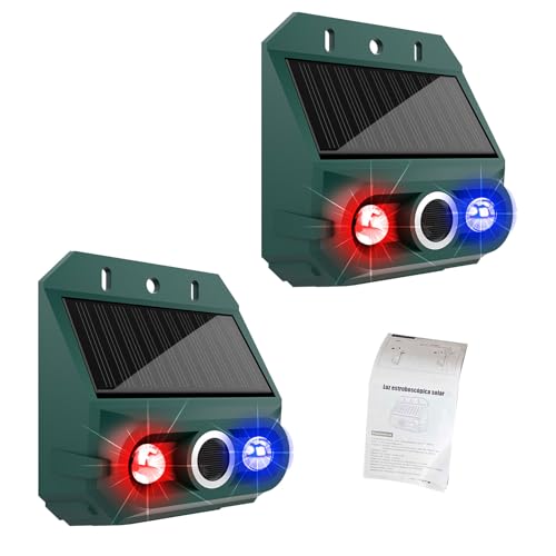 OEBUAFI Alarma Solar con Sensor de Movimiento para Exteriores, Sirena de 129 DB, Repelente de Pájaros para Jardín, Batería de 400 MAh (2 Piezas)