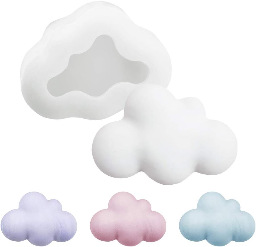 WANDIC Silicone Mold, 1 Pc 3D Cloud Silicone Mould Handmade Candle Making Supplies Soft Mold For DIY Candles, Soap, Decoration Pendants