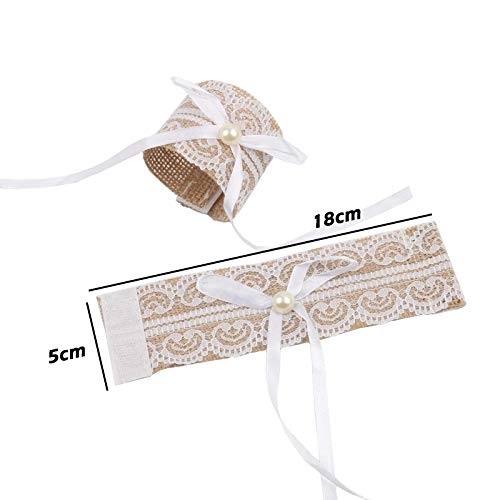 Napkin Ring 10Pcs Vintage Natural Lace Linen Roll Handmade Burlap Ribbon Napkin Ring Wedding Party Decoration #TOP1