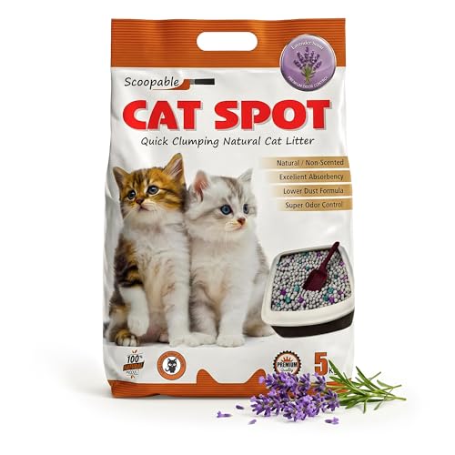 CatSpot Lavender Flower Scented Cat Litter – 5kg | Ultra Absorbent, Quick Clumping, Odor Control, Dust-Free Formula for Cats