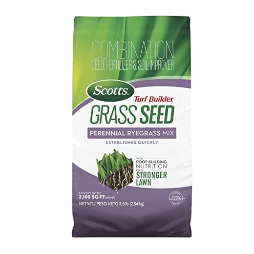 Scotts Turf Builder Grass Seed Perennial Ryegrass Mix with Fertilizer and Soil Improver, Establishes Quickly, 5.6 lbs.