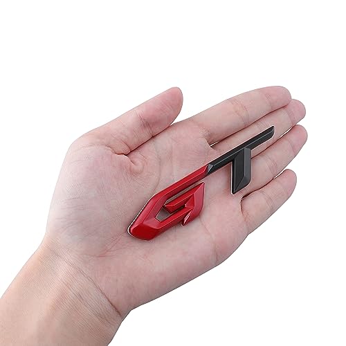 Image of 2 Packs GT Metal Emblem Car Side Fender Badge 3D Aluminum Alloy Sticker for Decoration Suitable for Cars Trucks SUVs (Red-Black)