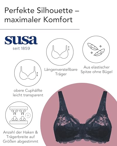 Susa BH Damen ohne Bügel Latina, Damen-BHS mit genähten Cups & längenverstellbarem Träger, Idealer Halt,Häkchenverschluss – Ansicht 6