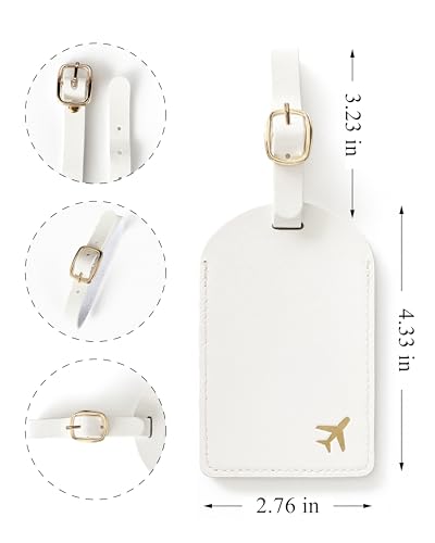 Luggage Tags for Suitcases, PU Leather Travel Tags for Luggage.(Cream)2