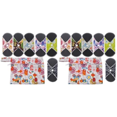 minkissy 2 Juegos 7 Piezas Almohadilla De Toalla Reutilizable Almohadilla Térmica Portátil Almohadilla De Remojo Revestimientos Cara Redondas De Algodón Absorbente Bragas Diluvio