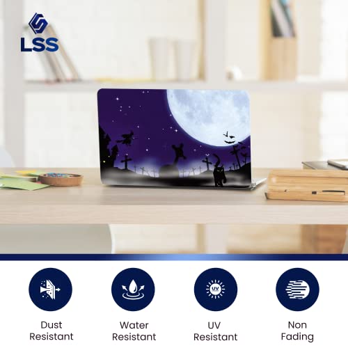 Image of LSS 17 17.3 Inches Laptop Notebook Skin Sticker with 2 Wrist Pads - Reusable Cover Protector Vinyl Sticker Cover Decal Fits 17 inch - 19 inch HP Asus Acer - Night Moon with Black Cat Pattern