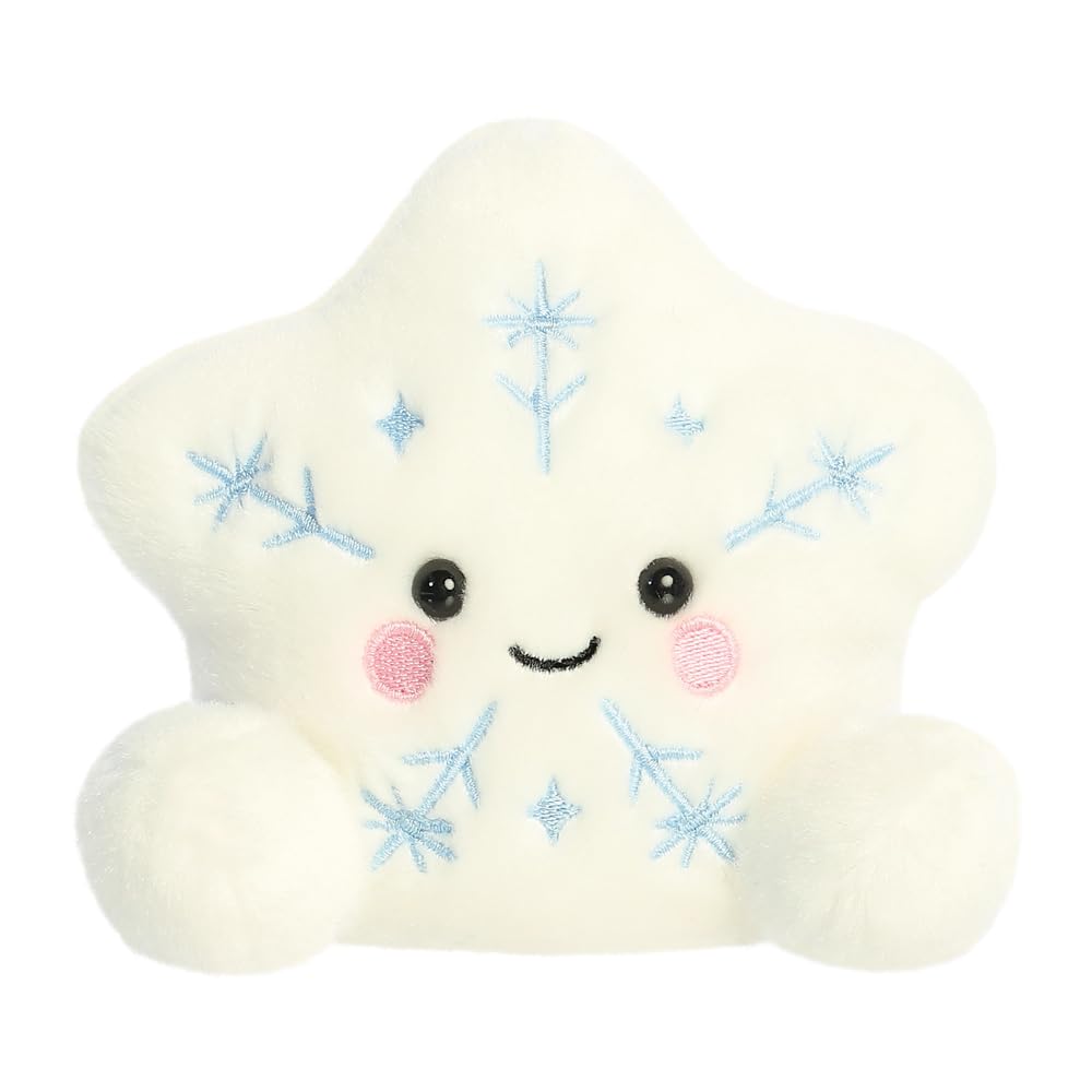 AURORA- 99404- Palm Pals Glisten Snowflake 13cm Soft Toy – Fun Collectable Plush for Kids and Adult Collectors - Perfect for Christmas Decorations and Gifts - White