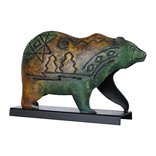 Tooarts Metal Bear Statue with Base African Animal Sculpture Crafts Artwork for Home Office Decoration