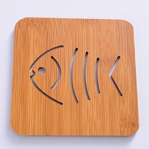 Esteira de Madeira do Copo, Esteira de Madeira Decorativa Antiderrapante do Copo da Forma Dos Peixes