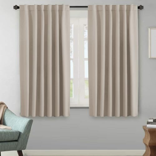 Image of H.VERSAILTEX Blackout Curtains Thermal Insulated Window Treatment Panels Room Darkening Blackout Drapes for Living Room Back Tab /Rod Pocket Bedroom Draperies (2 Panels, Fog, 52 x 63 Inch)