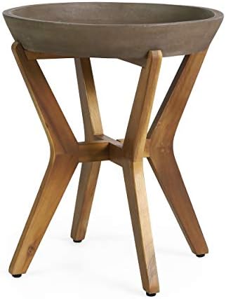 Christopher Knight Home Oprah Outdoor Side Table, Teak and Light Gray