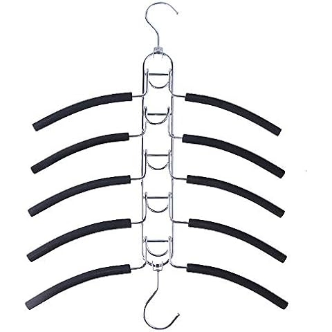 2 PACK Multi Layers Space Saving Hangers- 5 in 1 Anti-slip Coat Hangers Space Saving- Coat Hangers for Jacket Coat Sweater Trousers Shirt T-Shirt Open Wardrobe Cover
