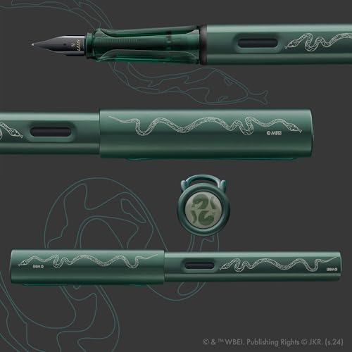 Image of Lamy AL-star Harry Potter Slytherin Fountain Pen - Special Edition Fountain Pen with Engraving of the House - Steel Nib in Line Width M - Lightweight Aluminium Housing - Includes T10 Blue Ink