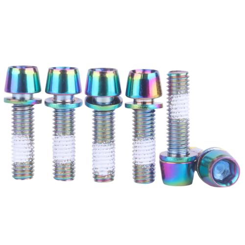 Image of Steel M5x18mm Bolts with Washer, Allen Hex Tapered Screw for Bicycle Stem, Pack of 6 (Ranibow)